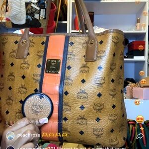 MCM Tote Bag Orange Croc Stripe